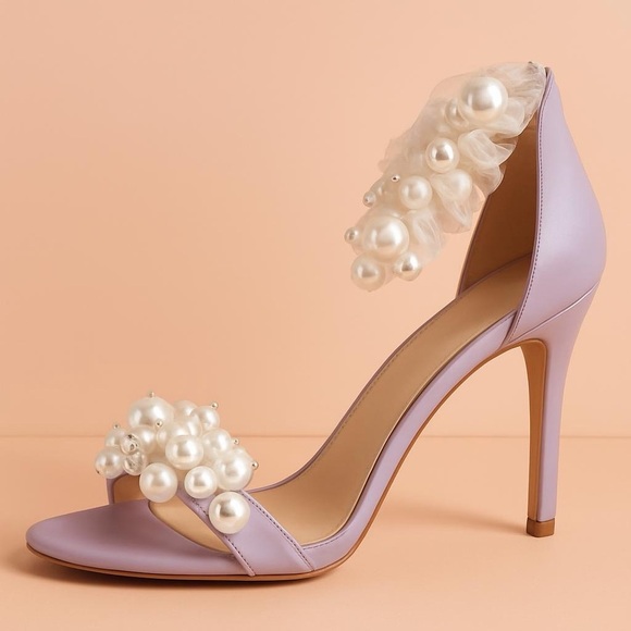 Lauren Lorraine Shoes - Lauren Lorraine Soft Violet Blush Heels with Pearl Accents